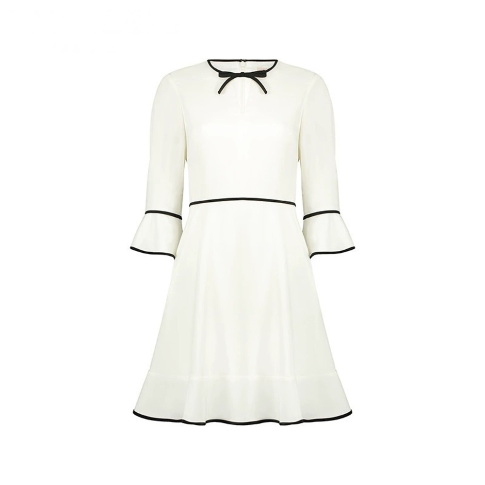 Ted Baker Bow Tie Mini White Dress With Black Trim